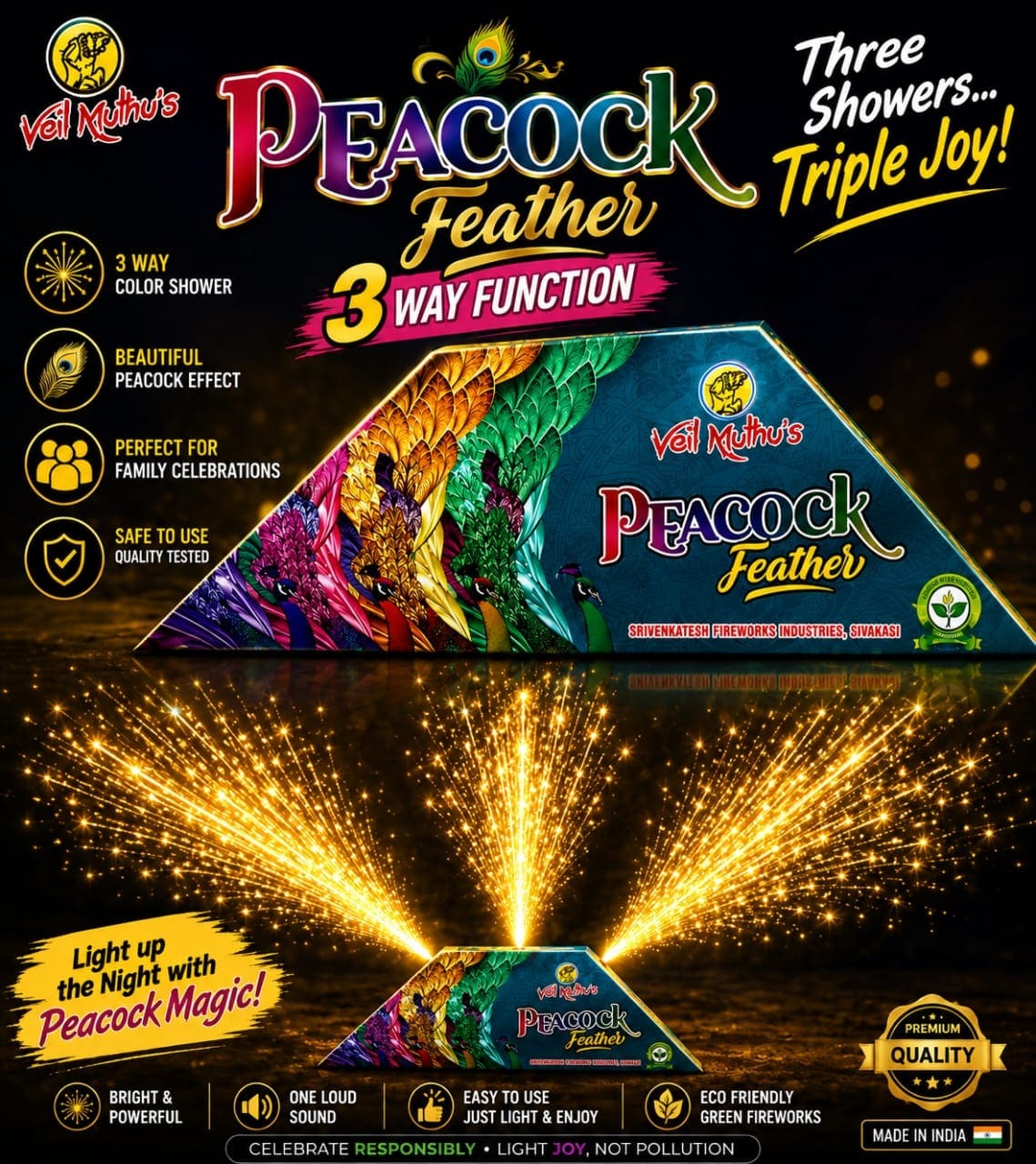 Peacock Red & Green